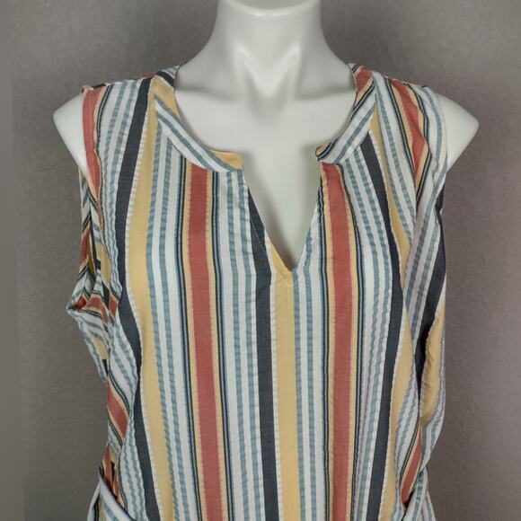 Lane Bryant Striped Sleeveless Cotton Blend Belted Midi Sundress Size 18 Summer - Picture 11 of 15
